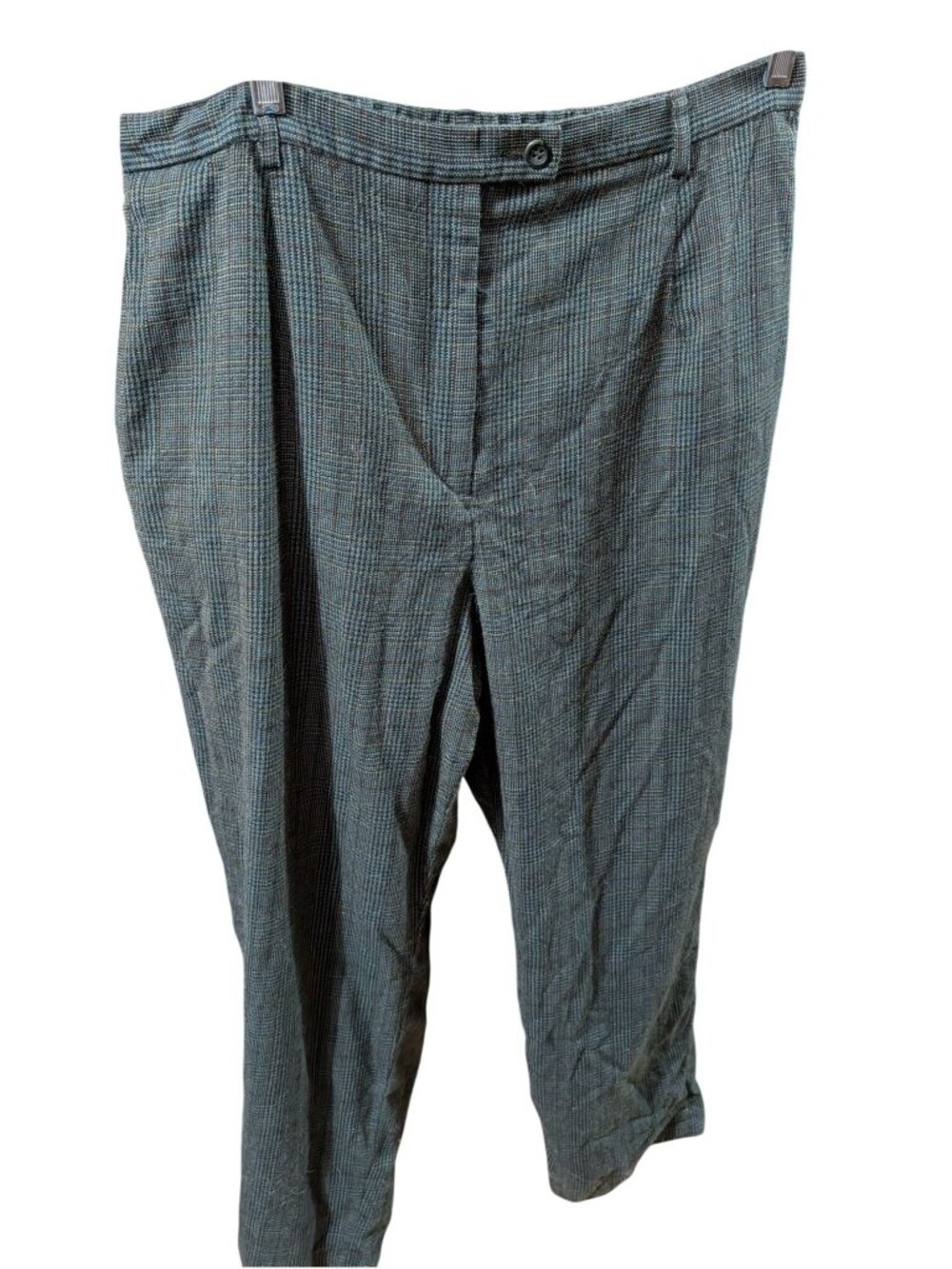 Pendleton Womens Plus Size 16W Green Houndstooth High Rise Wool Trousers Lined